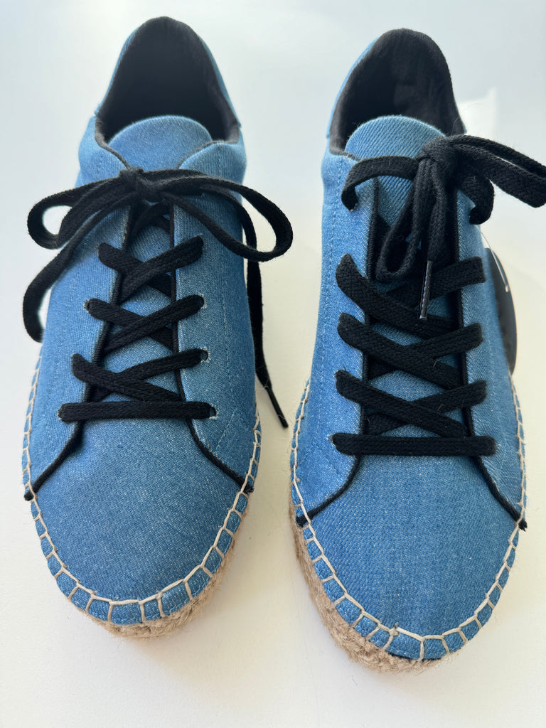 STAUD denim platform lace up shoes