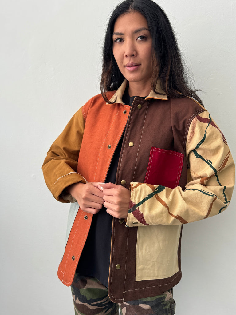 Handmade upcycled patchwork chore coat