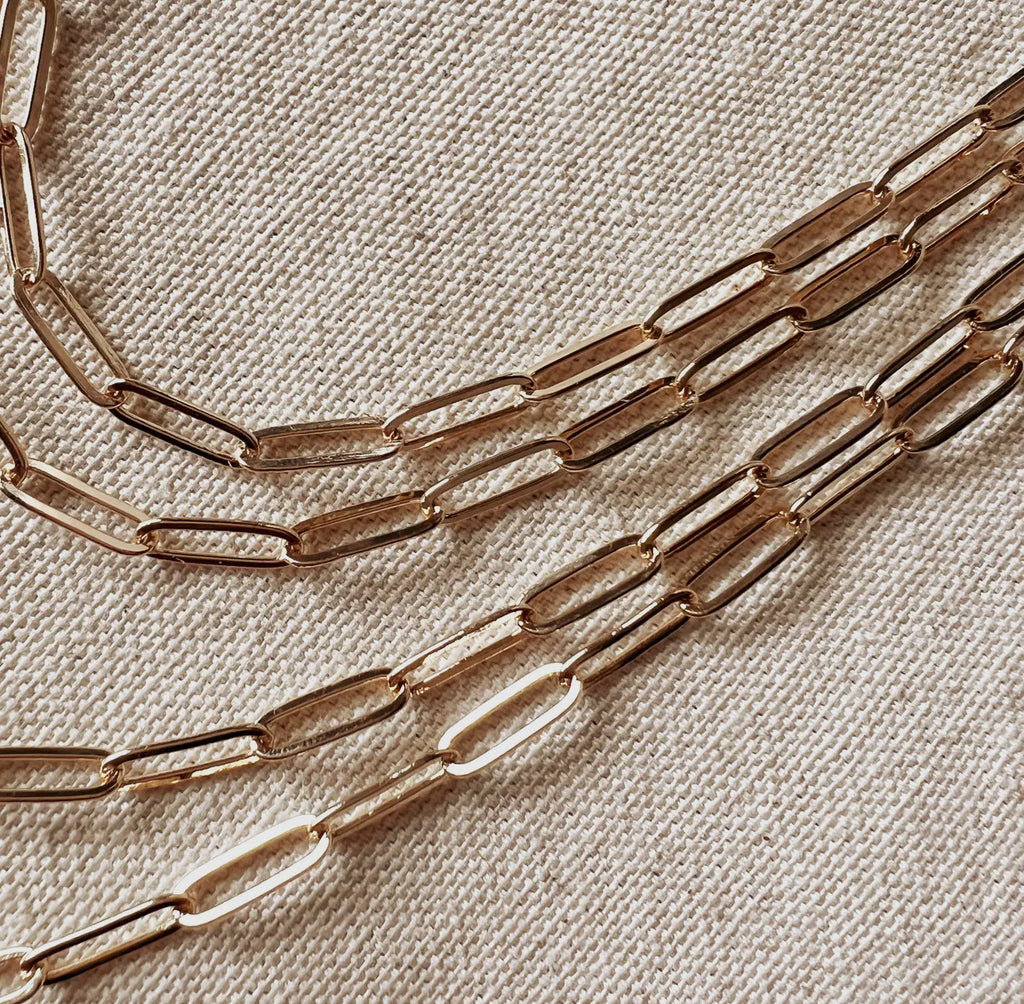 18 kt gold filled paperclip chain “18”