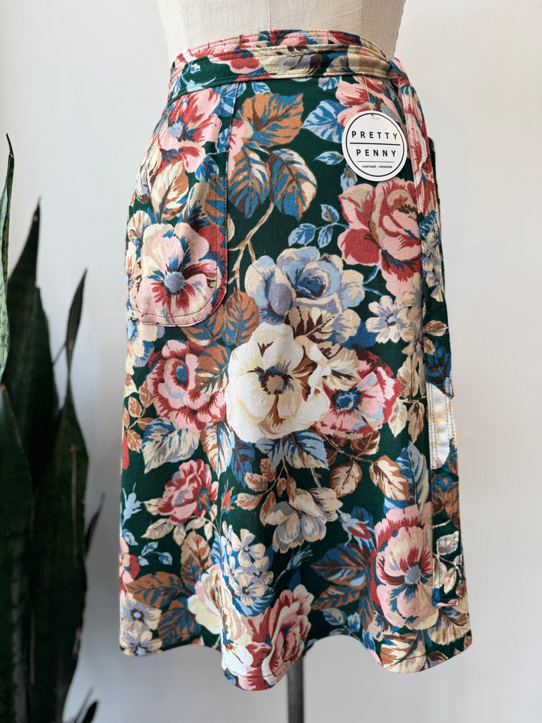 Vintage floral wrap skirt