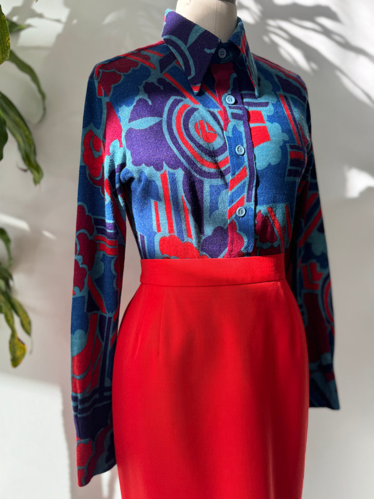 1970’s button up top with pointed collar