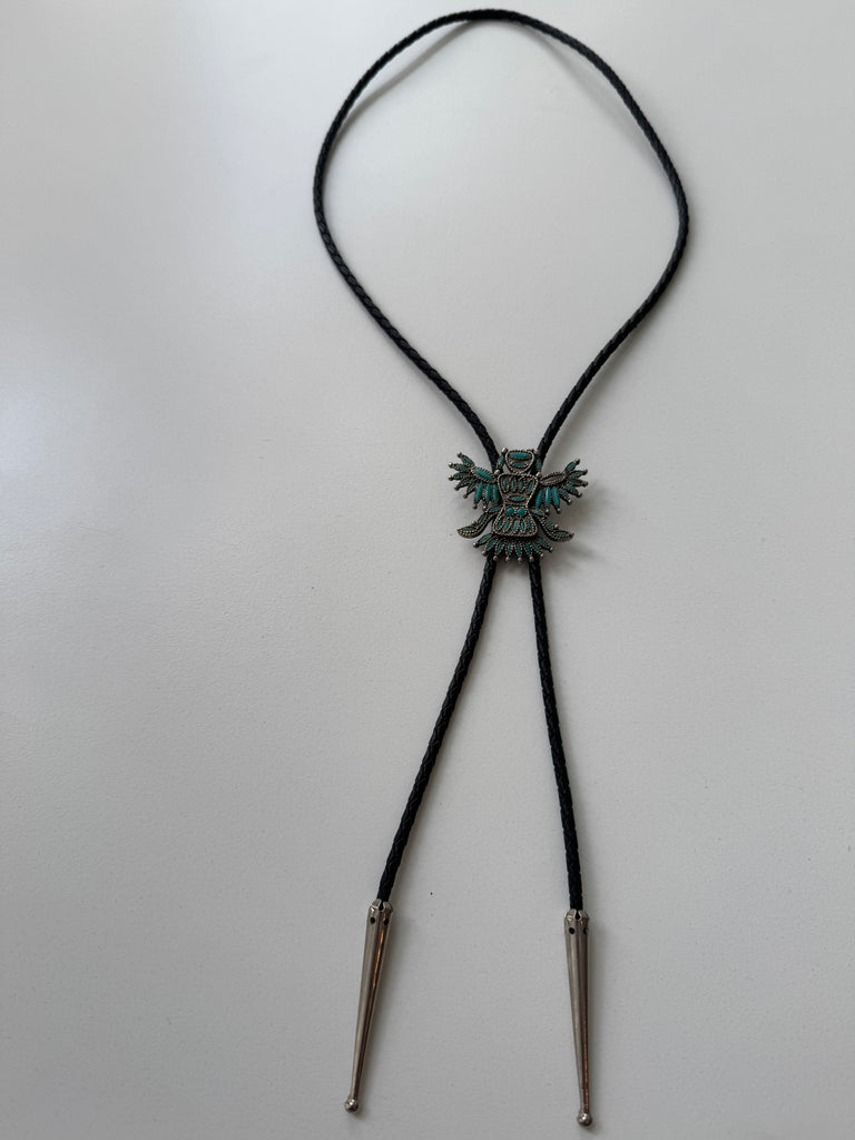 Leather braided bolo tie