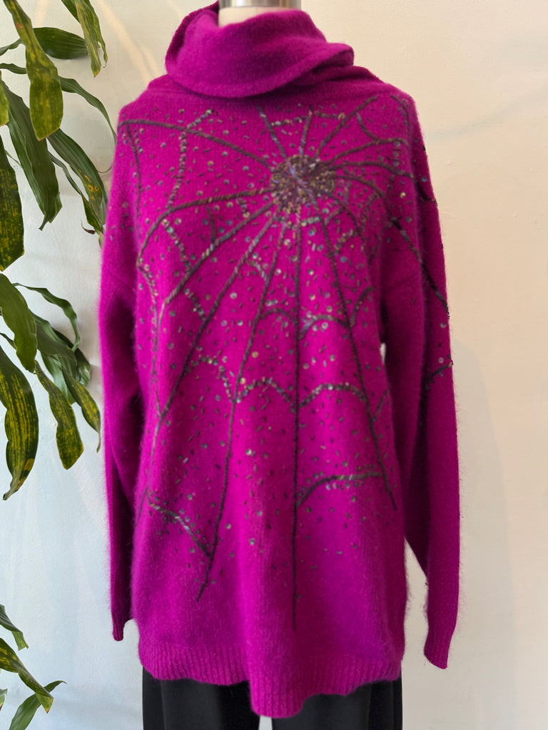 Beaded spider web sweater