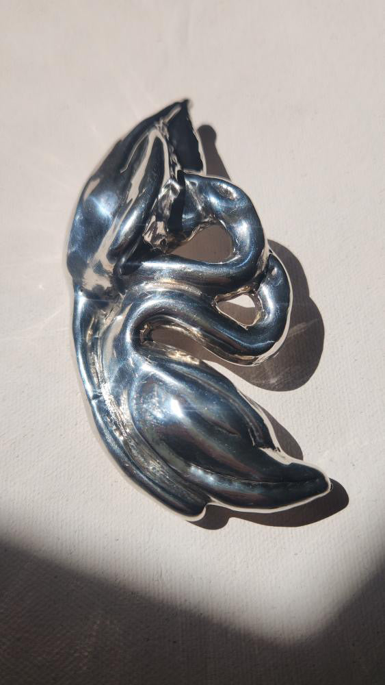 Liquid Sterling silver swan pendant and brooch