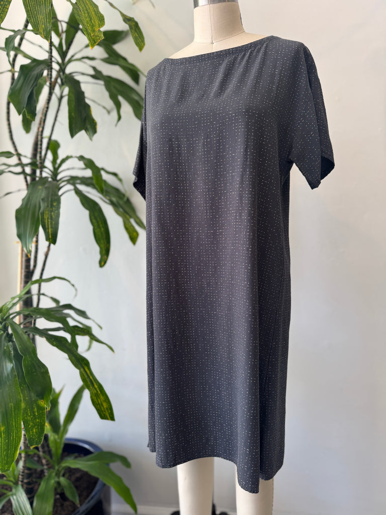 Dark grey with cream accent dress