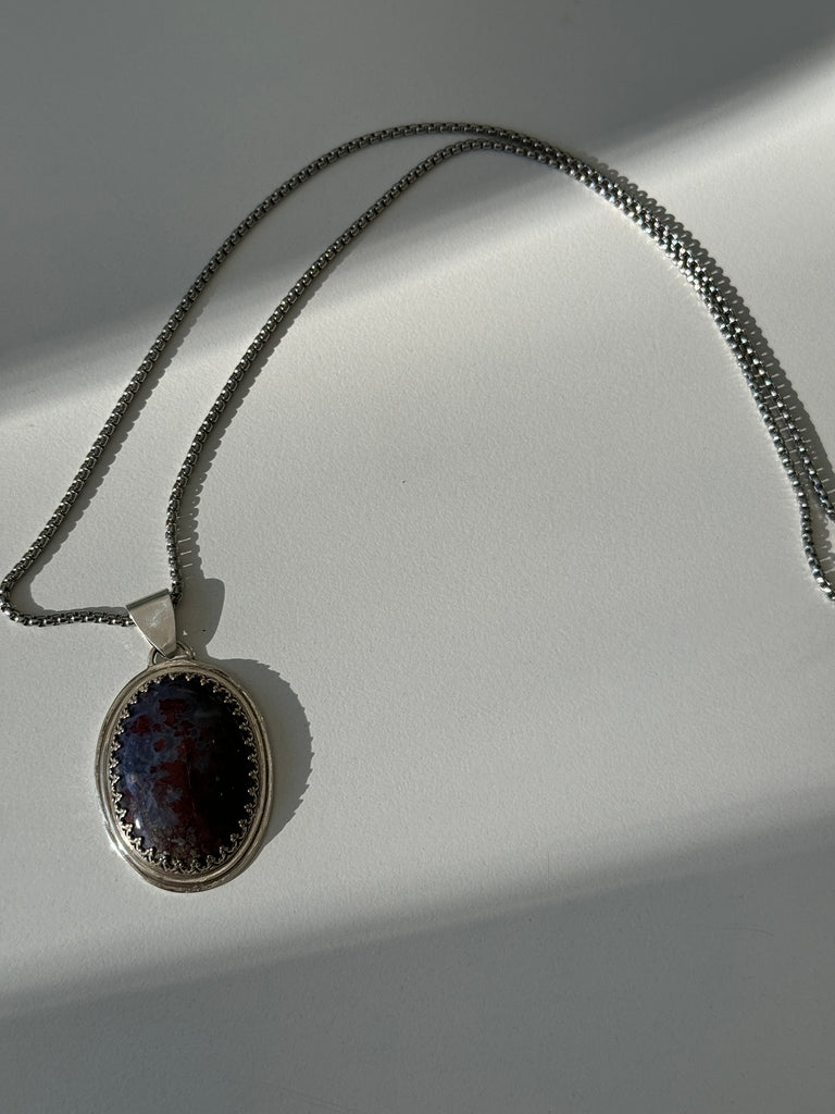 Purple moss Stone and sterling necklace