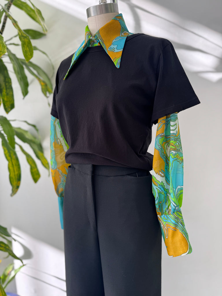 Vintage teddi of California pointed collar top