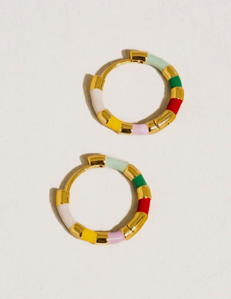Enamel hoop earrings