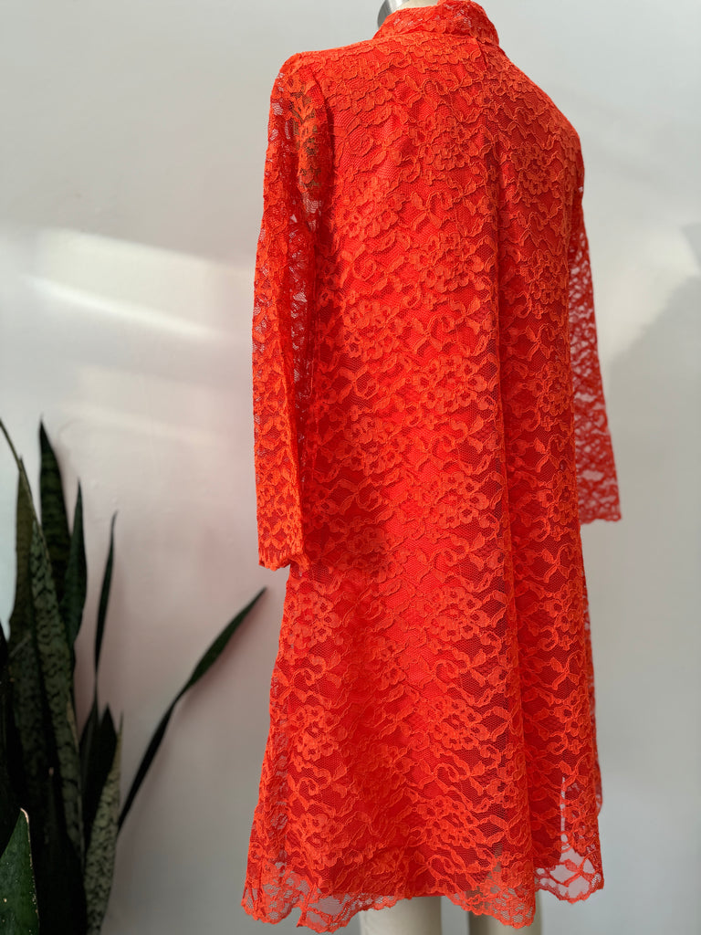 Vintage tangerine lace dress