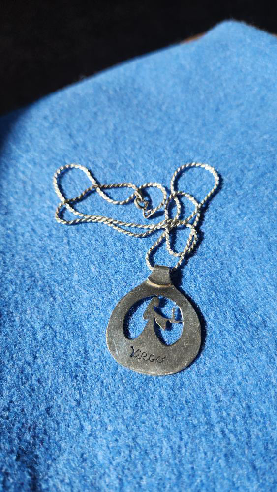 Sterling silver folkish Virgo zodiac pendant