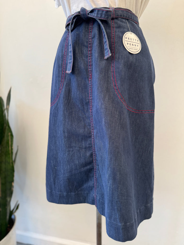 Vintage denim wrap skirt