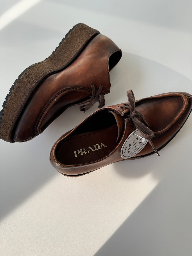 PRADA leather platform shoe