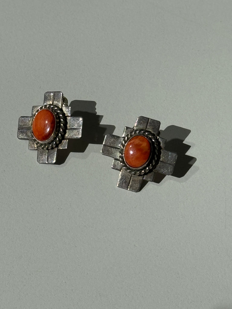 Sterling + coral silver earrings