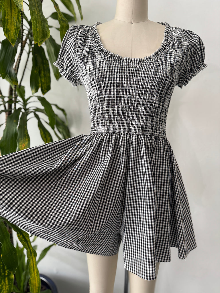 Gingham shorts romper