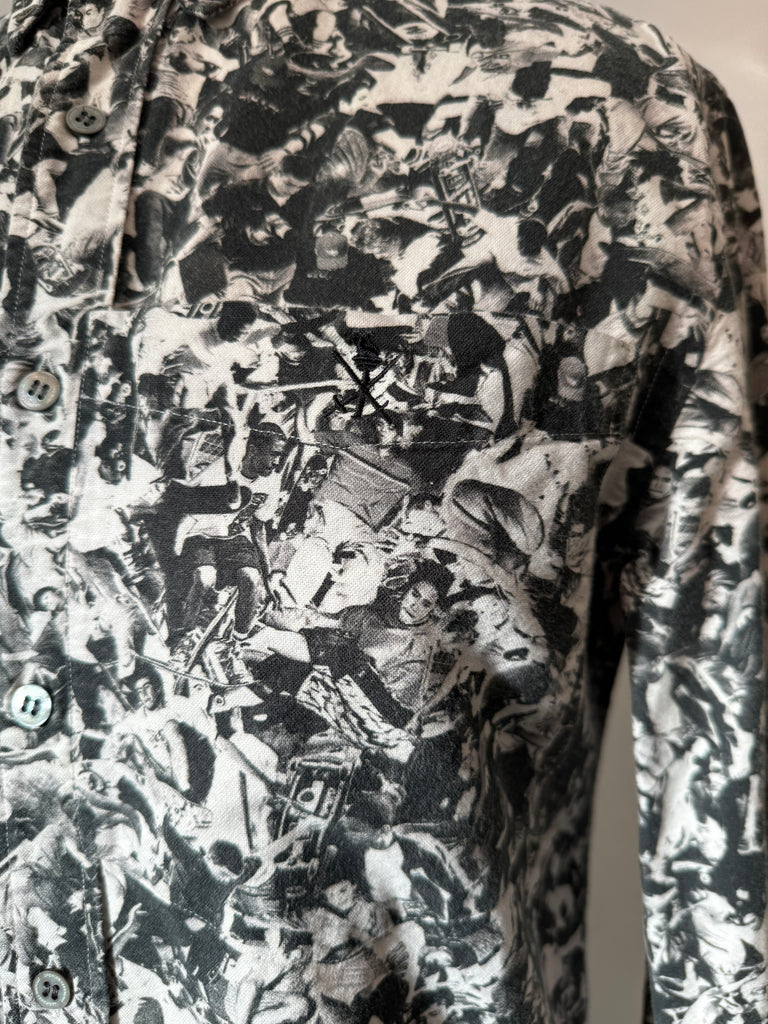 Opening Ceremony AOP people photo print button up top