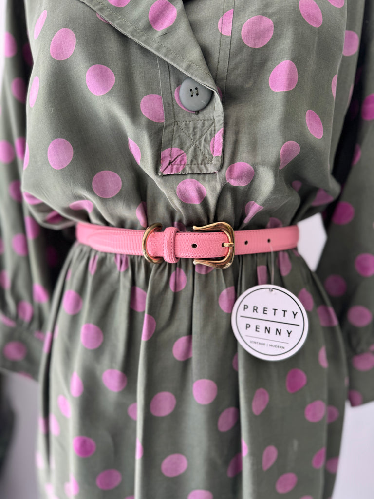 Pink leather belt