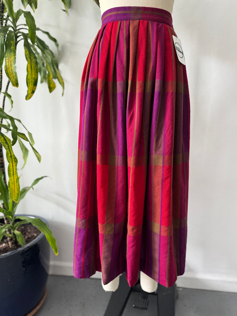 Vintage jewel toned plaid skirt