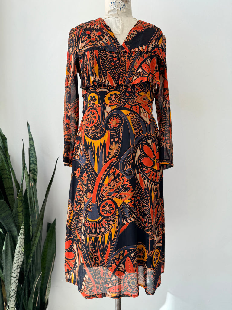 Vintage Italian chiffon with all over print Dress