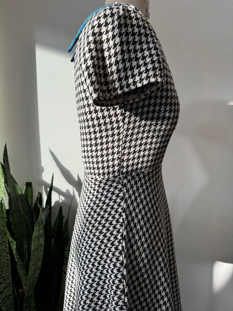 Houndstooth Dress with rounded collar