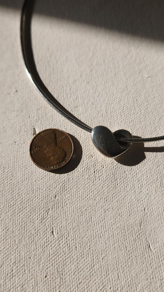 Vintage sterling silver heart slider necklace