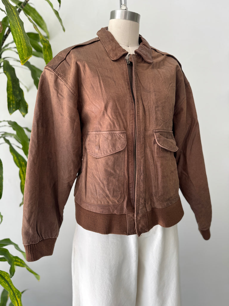 Vintage leather bomber jacket