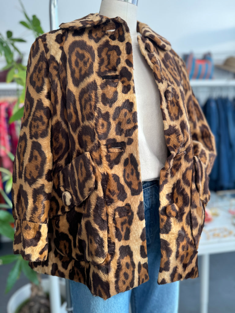 Vintage faux fur leopard print jacket