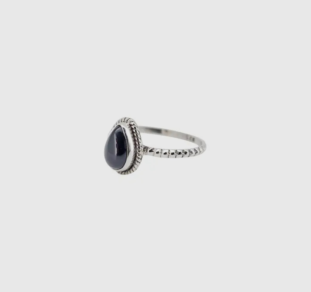 Black onyx sterling silver ring size 9