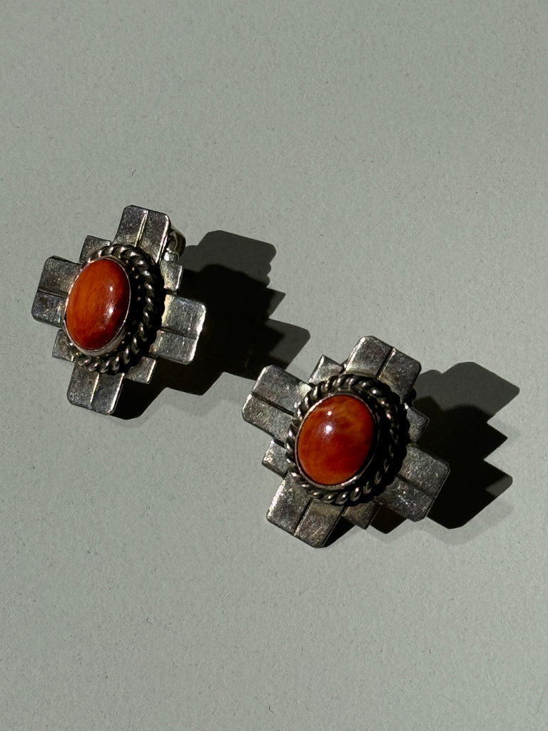 Sterling + coral silver earrings