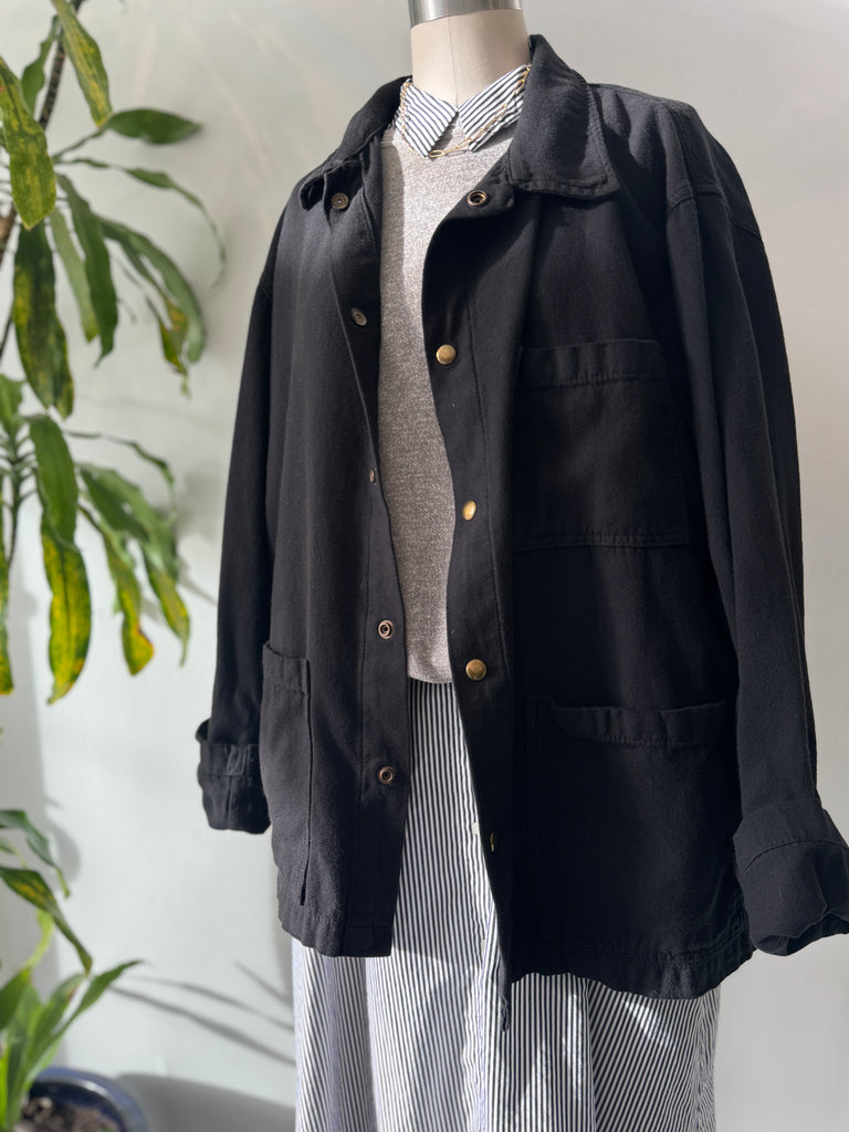 Black cotton chore coat