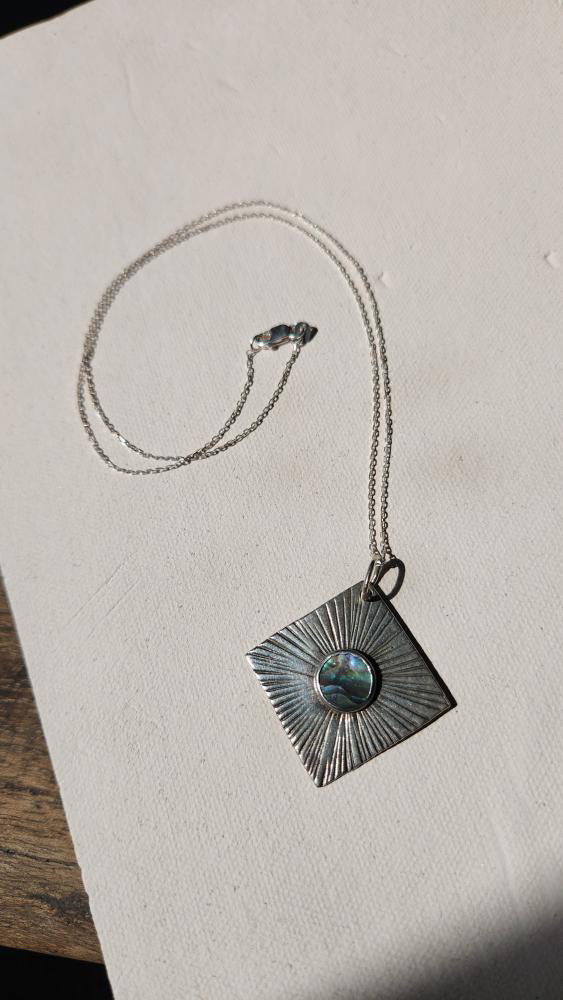 Sterling and abalone artisan pendant necklace