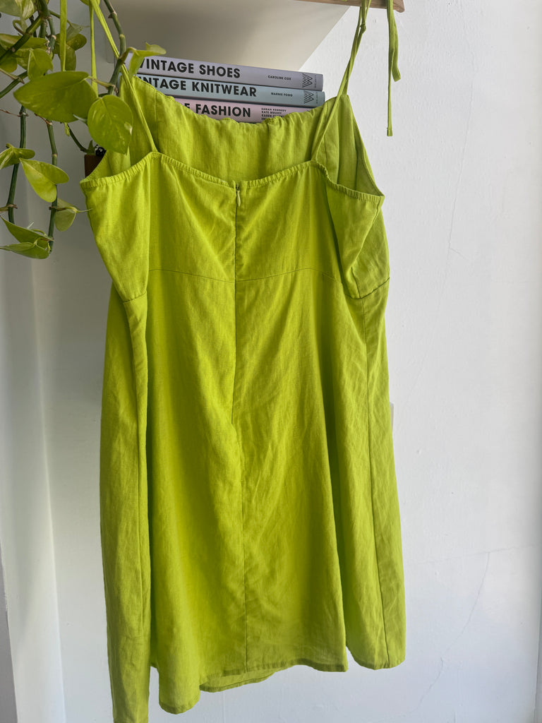 Vibrant chartreuse linen summer dress