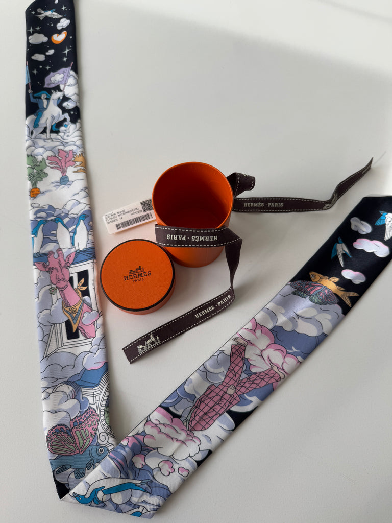 Designer Hermes| Sur Mon Nuage twilly scarf