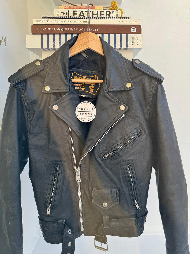 Vintage leather moto jacket