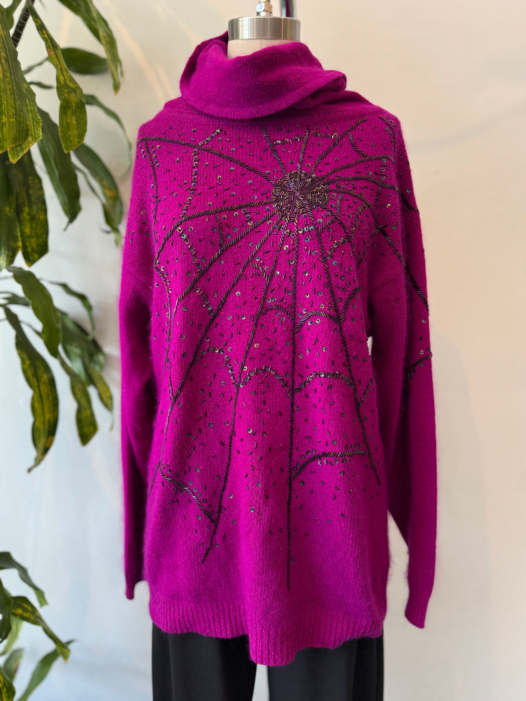 Beaded spider web sweater