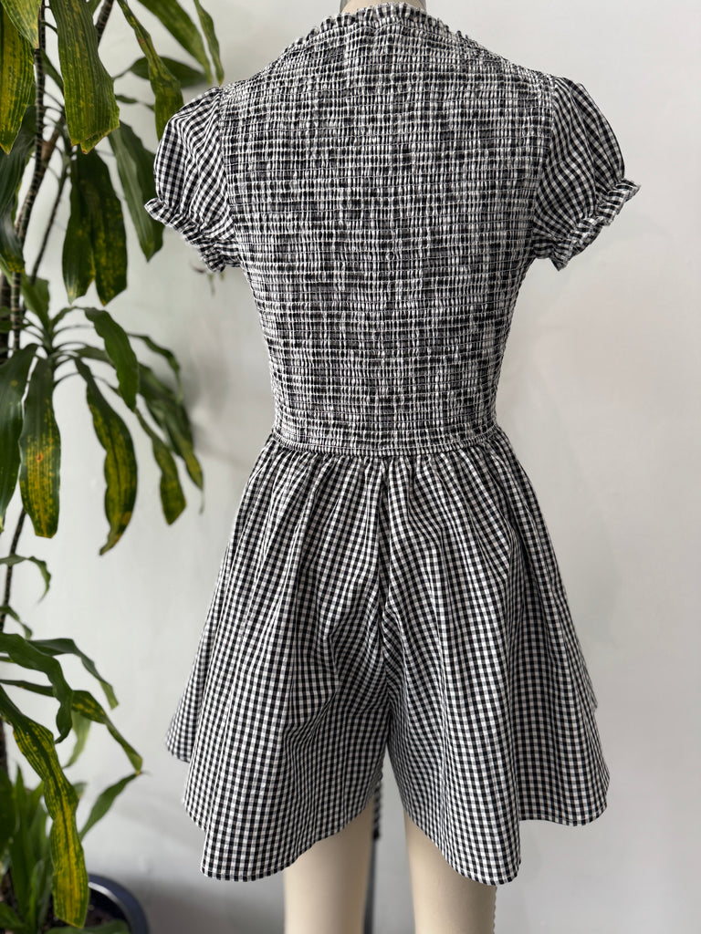 Gingham shorts romper
