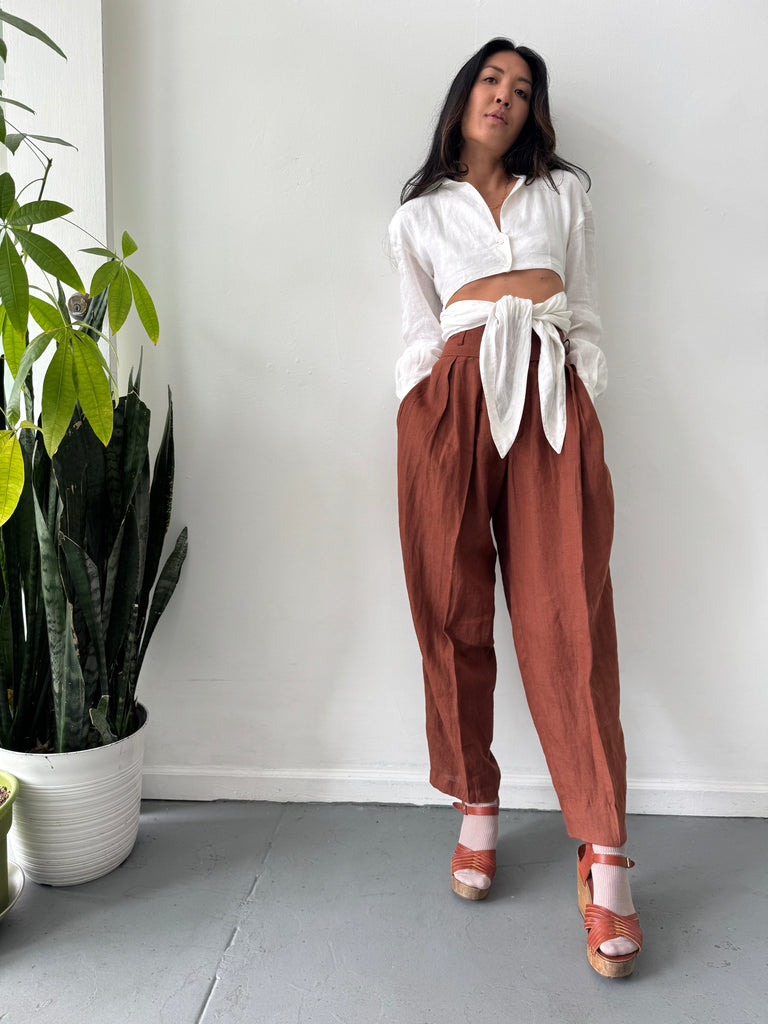 High waist linen pants