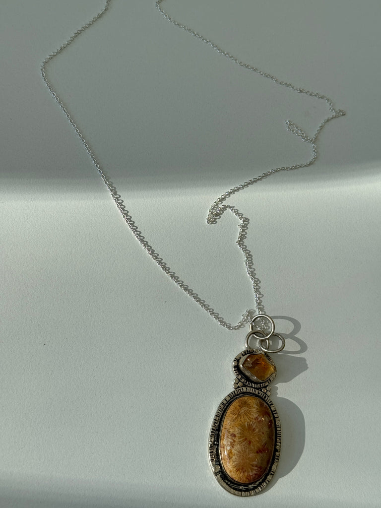 Crystal + jasper Stone + Sterling necklace