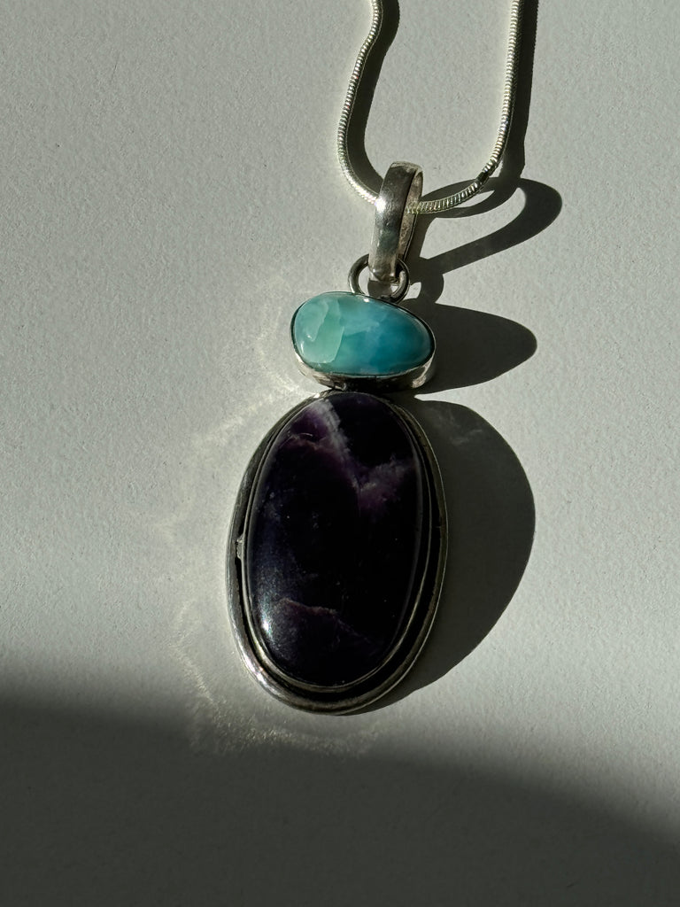 Multi stone + sterling silver necklace