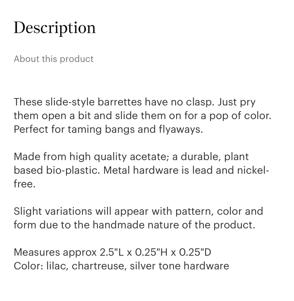 Chunks slide barrettes in wavy lilac and lime