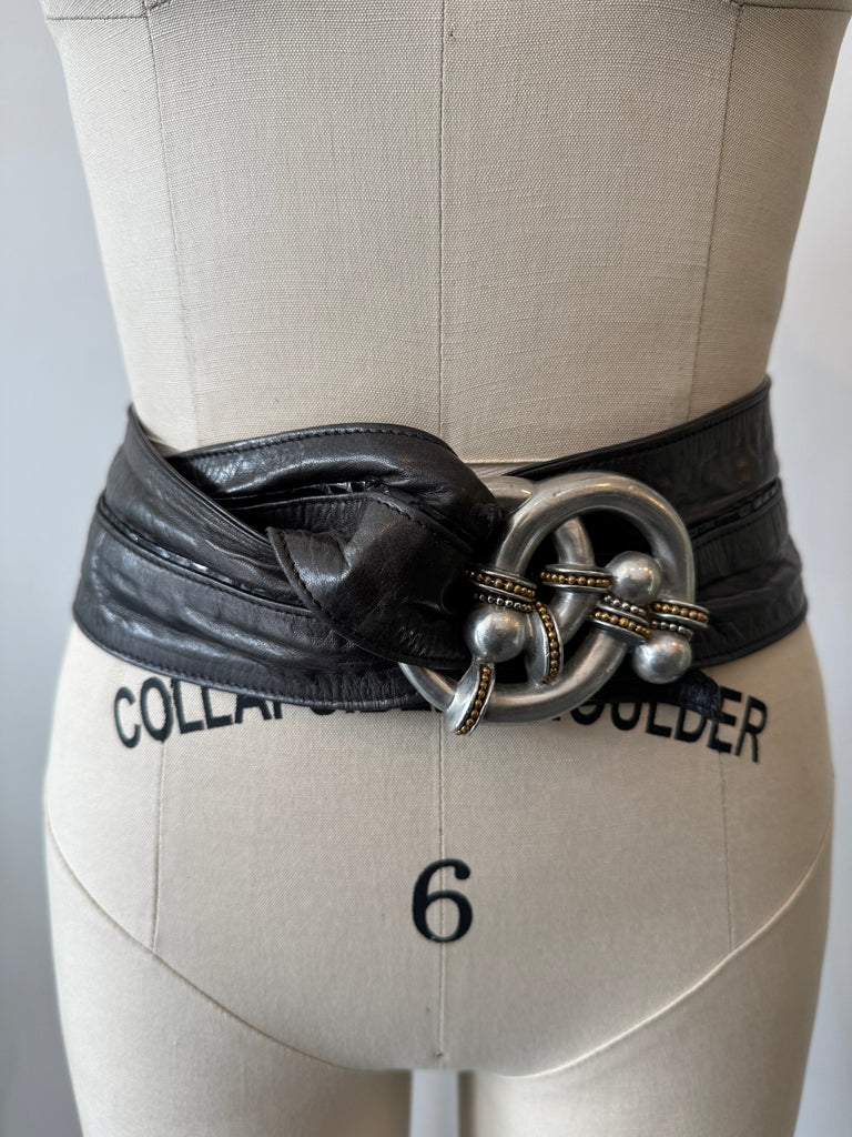 Vintage metal and leather belt