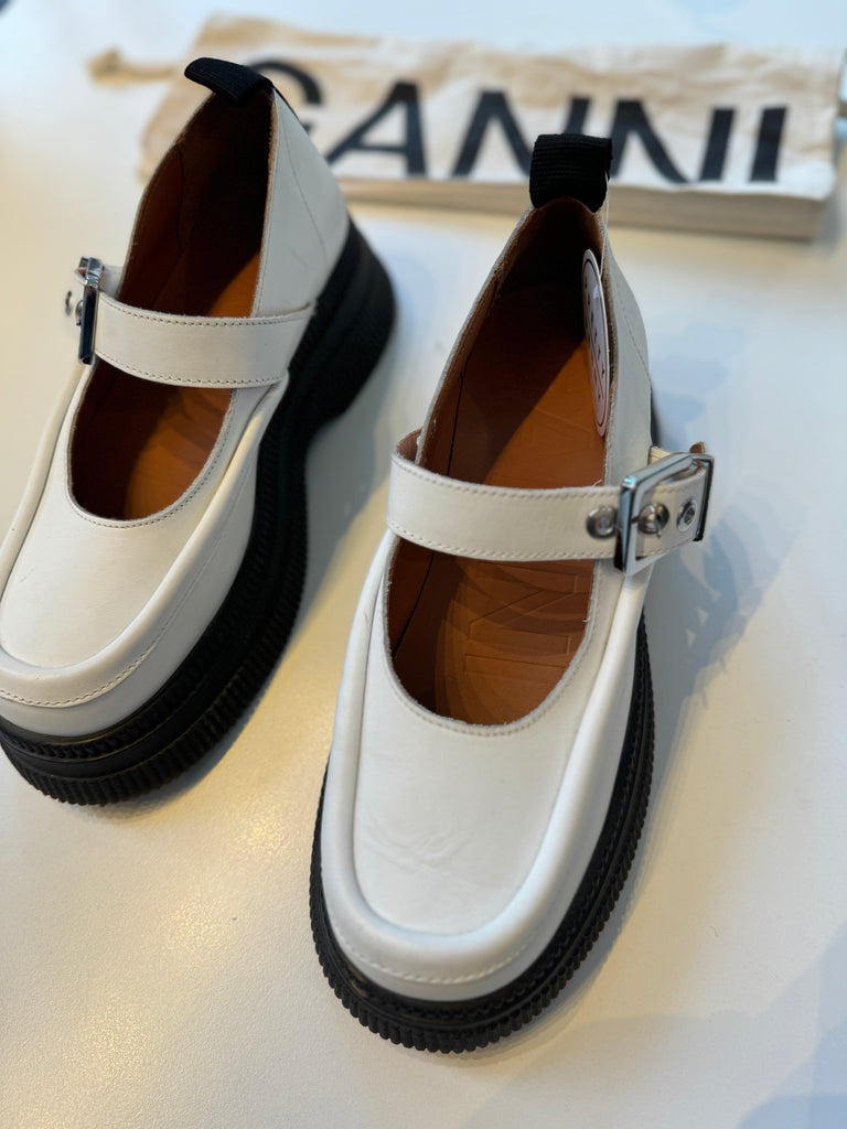 GANNI white Mary Jane shoes size 10