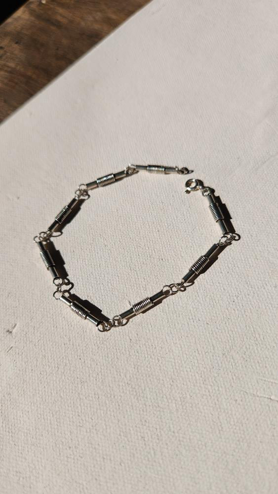 Vintage Sterling coiled tube unique bracelet
