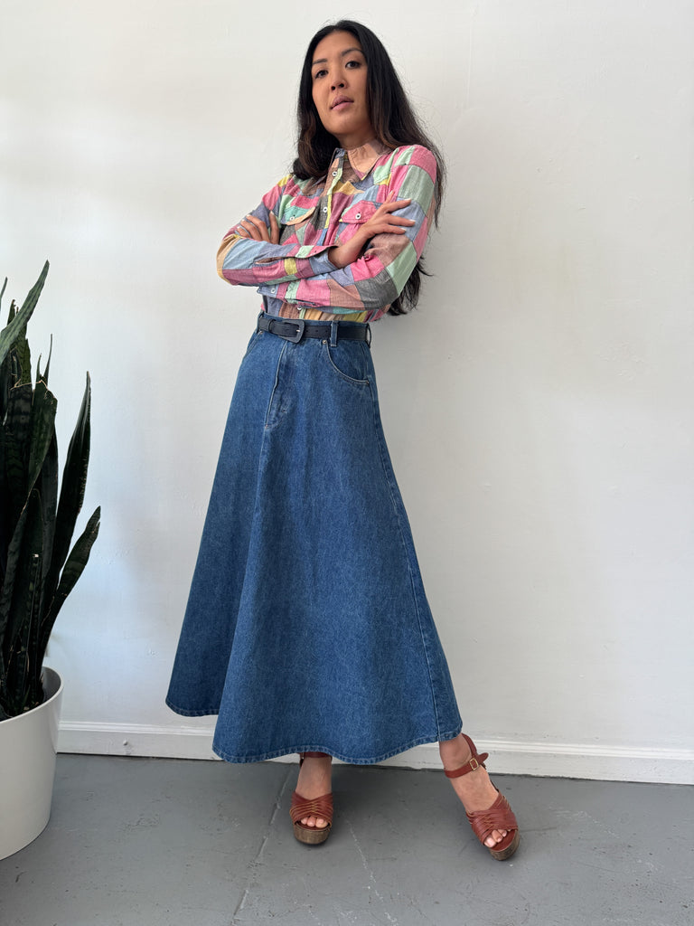 Vintage rough rider denim skirt high waist “26/27”