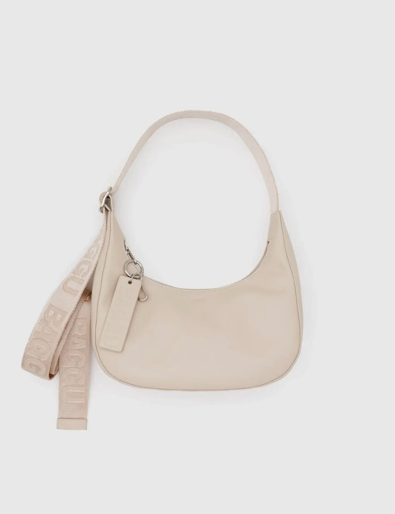 BAGGU | Small Recycled Leather Crescent Bag | stone