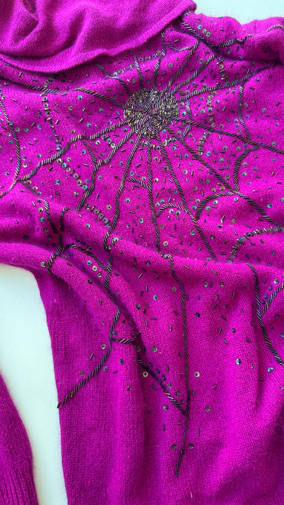 Beaded spider web sweater