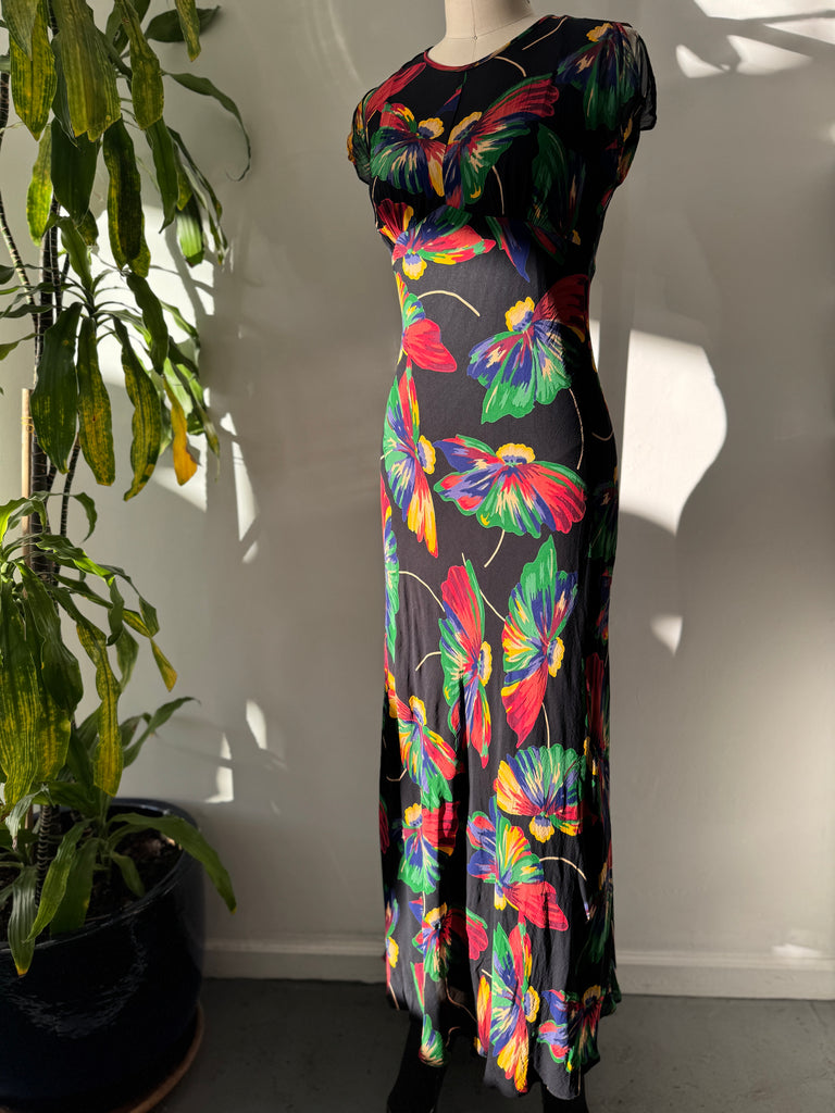 Vintage Betsey Johnson floral rayon dress