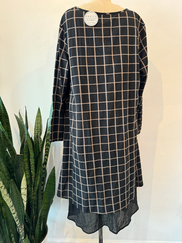 Oversized double layer grid dress