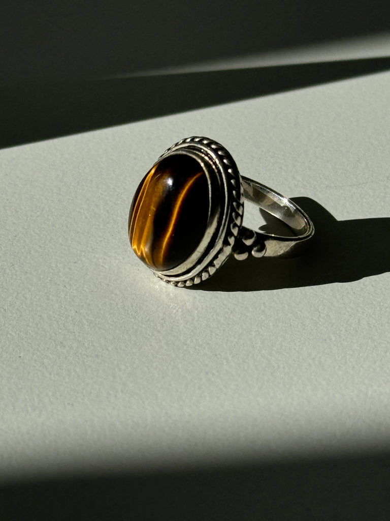 Tigers eye and sterling ring size 7.5