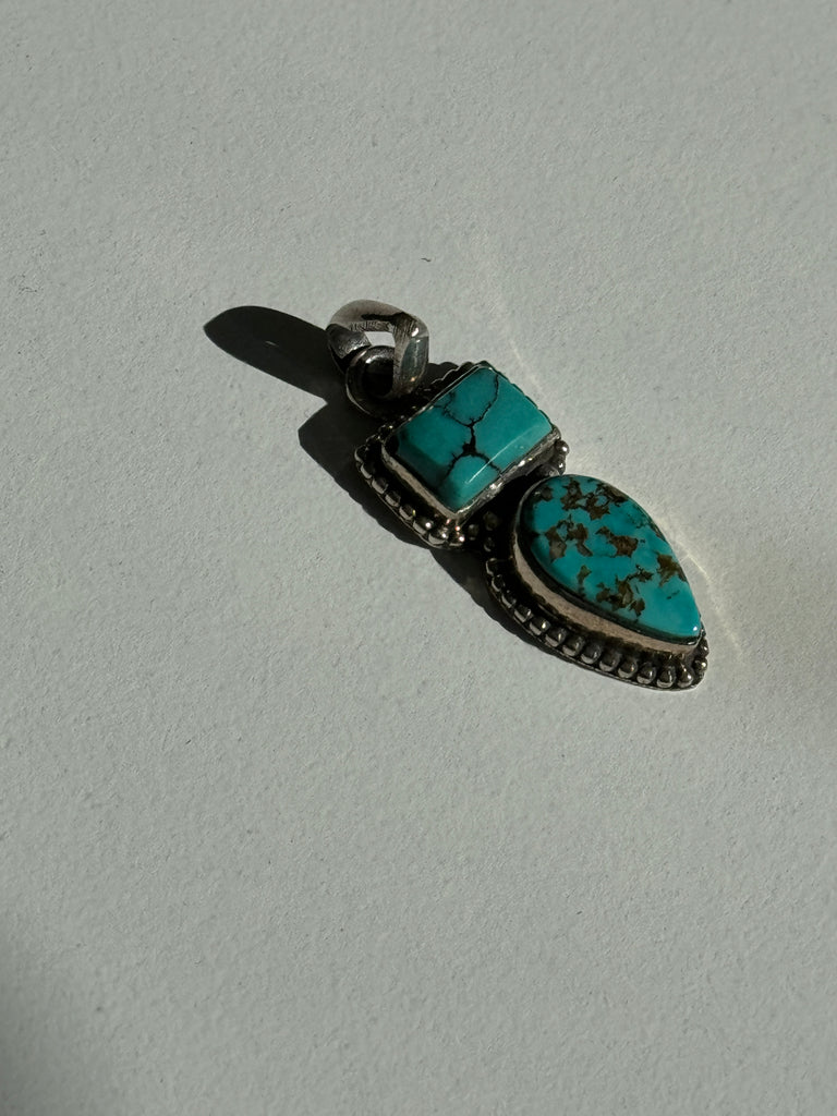 Double blue turquoise pendant