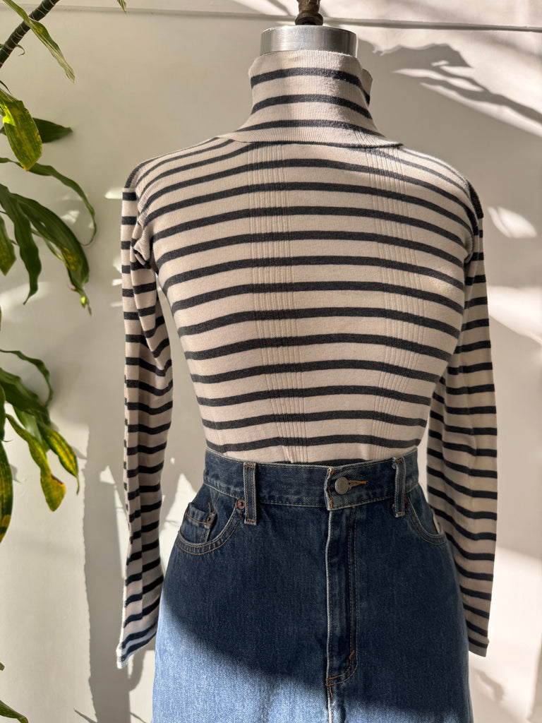 Striped 100% cotton turtleneck top